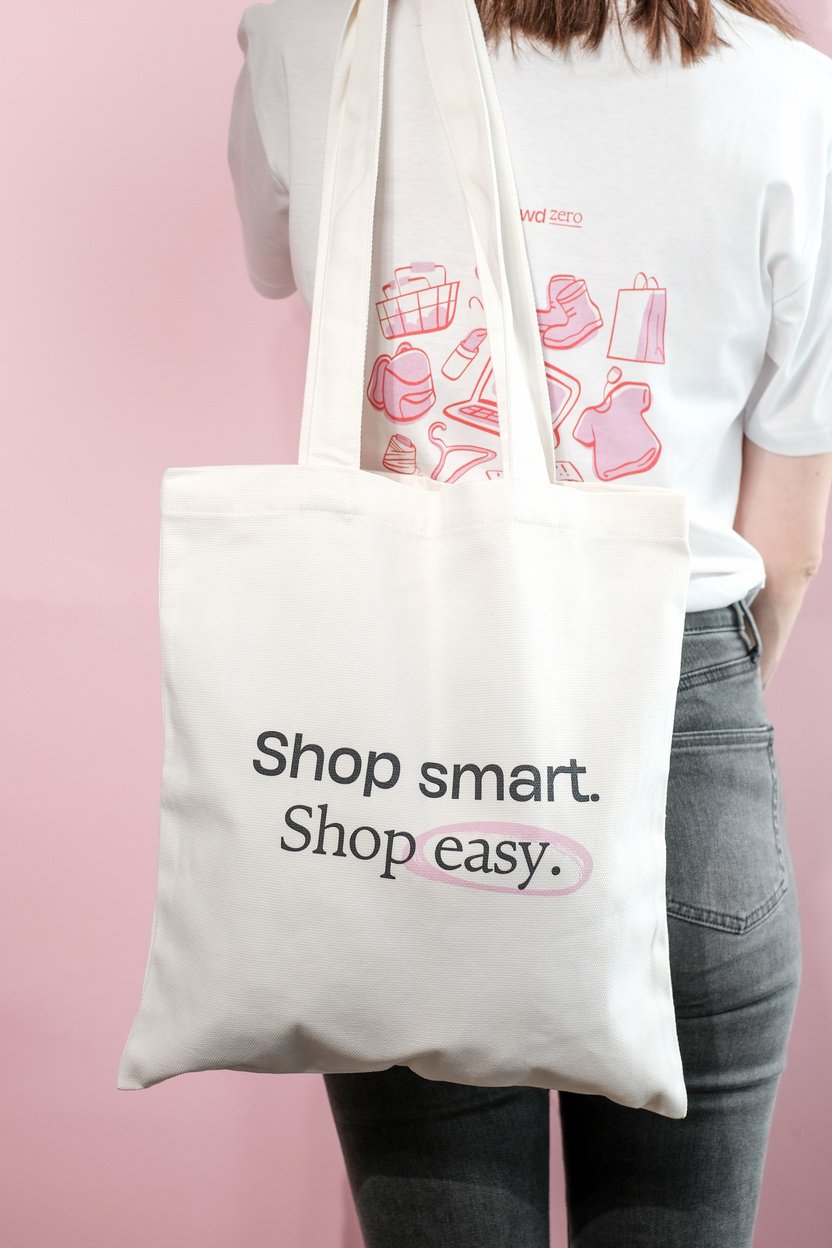 Ecommerce Tote Bag Mockup on Pink Background